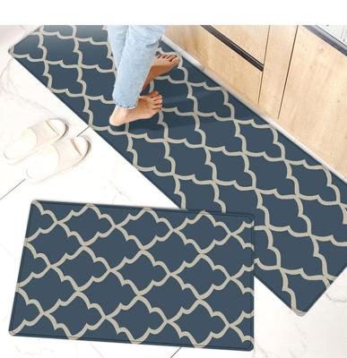 China Stain Resistant High Density PVC Soft Waterproof Comfortable Flooring Custom Logo Printed Anti Fatigue Kitchen Mats for sale