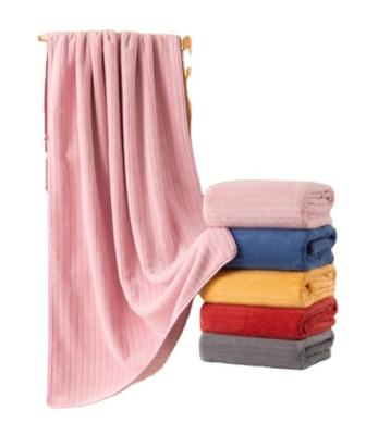 China Viable Promotional Super Soft Skin Friendly Coral Fleece Thickened Microfiber Adult Bath Towel for sale