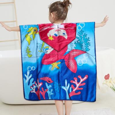 China Quickly Dry Hooded Baby Poncho Towel Kids Hooded Bath Towel For Kids Keep Warm for sale