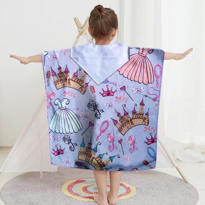 China Quick Dry Microfiber Bath Beach Towel Hooded Poncho Eco-Friendly Sustainable Long Robe For Kids for sale