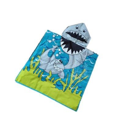 China Viable Microfiber Kids Hooded Beach Poncho Towel With Custom Print for sale