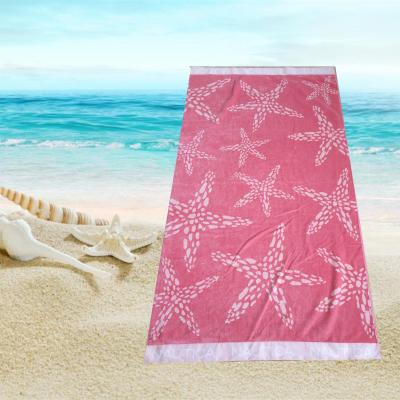 China Luxury Cotton Jacquard Beach Towel Cotton Jacquard Large Custom Made Super Sustainable Beach Towel For Outdoors for sale