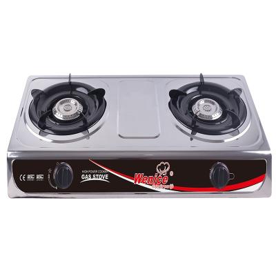 China Hotel Hot Sale 7102 Stainless Steel 2 Burner Cooking Gas Stove for sale