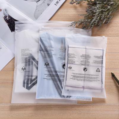 China Recyclable Wholesale Custom Logo Frosted Plastic Bag Clothes Zipper Lock Self-Sealing Bag Clothing Packaging Frosted Zipper Bags Printed Logo for sale