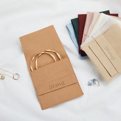 China 2022 Luxury Microfiber Logo Printed Small Envelope Flap Necklace Jewelry Bag 6.5*6.5cm/8*8cm Custom Pouch Package Pouch for sale