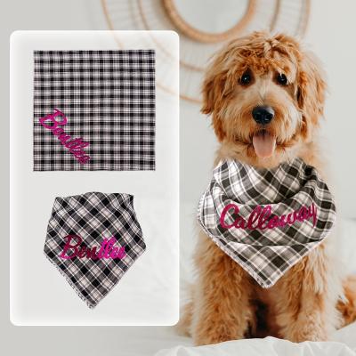 China Washable Cotton Cat Scarf Cloth Good Quality Pet Love Triangle Dog Plaid Saliva Towel Bandanas Viable Collar Printing Dog Apparel for sale