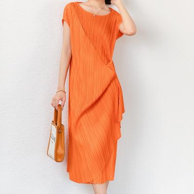 China NOBLE Anti-wrinkle summer dresses loose irregular miyake pleated elegant clothes women long dress for party 2022 for sale