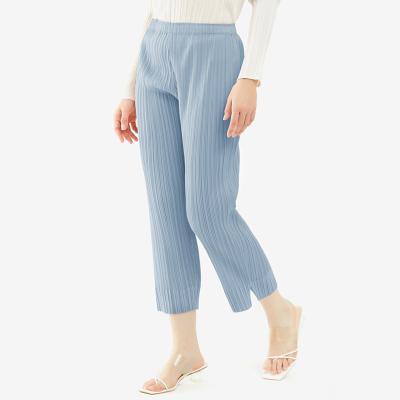 China Anti-pilling Elegant Lady NOBLE Apparel Female Straight Office Miyake Pants Summer Slim High Waist Thin Elastic Casual Pleated Pants for sale