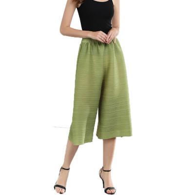 China Yizhe women's anti-static summer plus size pants pleated culottes in women's pants and trousers miyake pants for sale