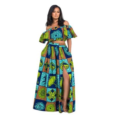 China Sexy Yizhe Print QUICK DRY African Clothing Two Piece Pants Sets Women Casual Shorts Tops Long Skirt Sets for sale