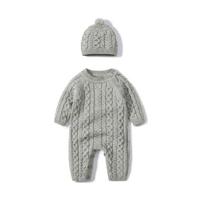 China Autumn And Winter Baby Rompers Solid Color Baby Overalls Warm Knitted Long Romper for sale