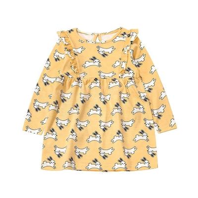 China Factory Printed Cotton Breathable Custom Wholesale Long Sleeve Cartoon Full Toddler Girl Dresses Toddler Dress for sale