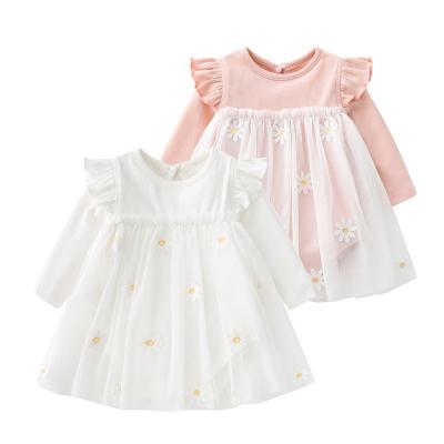 China Princess Autumn And Sleeve Baby Dress New Little Daisy Winter Long Sleeve Gauze Skirt Fashion Fan Princess Skirt Korean Baby Clothes for sale