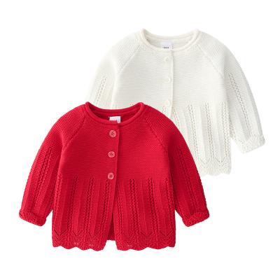 China Boutique Newborn Kids Regular Clothes Spring Cute Long Sleeve Cotton Solid Color Baby Cardigan Sweater for sale