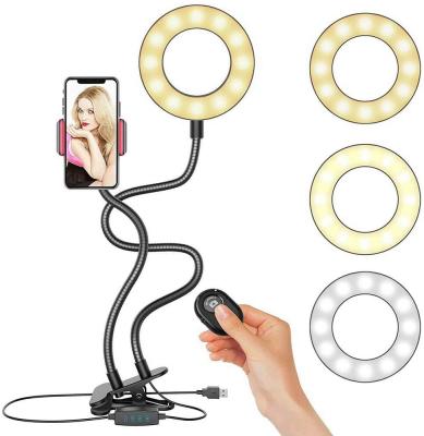 China 2 in 1 Selfie Multi-function Ring Light with Mobile Phone Holder Stand for Live Stream Makeup LED Camera Lighting for sale