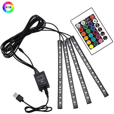 China 5050 RGB SMD Strip Light 5050 RGB SMD Car Atmosphere Lights 12 LED Car Interior Flexible Atmosphere Lights Car Decoration Accessories 4pcs for sale