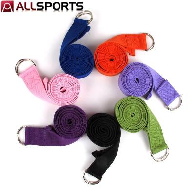 China Nylon or cotton yoga strap/stretch bands 6/8/10 foot options with extra secure adjustable D-ring buckle, durable and comfortable responsive for sale