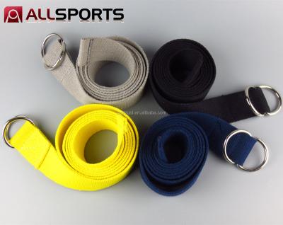 China Polyester cotton yoga strap/stretch bands 6/8/10 foot options with extra secure adjustable D-ring buckle, durable and comfortable responsive for sale