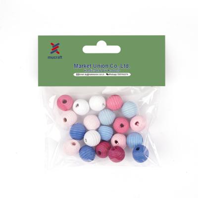 China Diy Hobby 100 Pcs Dyed Log Beehive Beads Big Hole Striped Wooden Balls For Diy Craft for sale