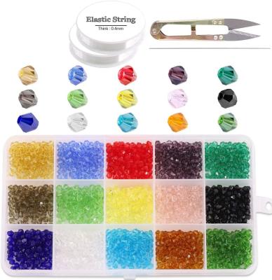 China Bracelet Making 1800 Pcs 4mm Assorted Colors Bicone Shaped Glass Faceted Beads Crystal Bicone Beads For Jewelry Making for sale