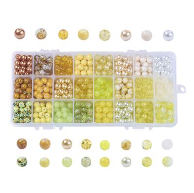 China Making Bracelets High Quality 24 Colors Round Gradient Beads Glass Loose Bead Set For Jewelry Making for sale