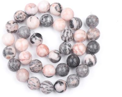 China Jewelry Making 45pcs/strand 8mm Pink Zebra Gemstone Round Loose Beads Stone Beads For Jewelry Making for sale