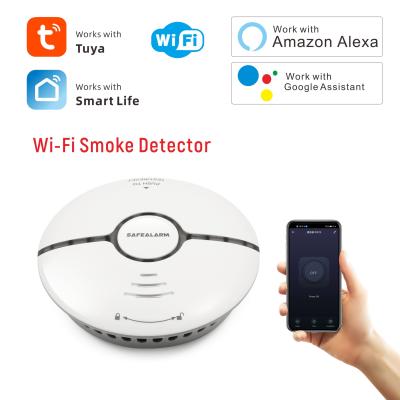 China CE EN14604 Remote Control Smart Battery Replaceable 10 Years Stand Alone WiFi Photoelectric Smoke Detector With Mobile Remote Monitoring for sale