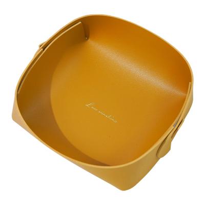 China Watch Storage Stored Main Leather Tray for Entryway Coffee Table Small Sundries Storage Box Basket Office Entryway for sale