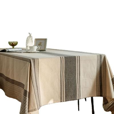 China Stripe linen tablecloth basic napkins 100% linen table cloth table skirt pads mats table cloth for sale