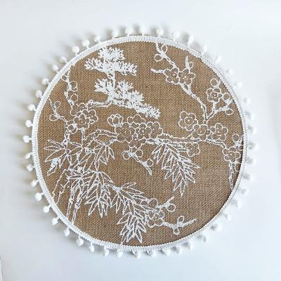 China Sustainable Wholesale Classic Fashion Linen Jute custom placemats and coasters for sale