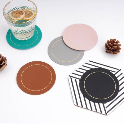 China Sustainable Wholesales slate square leather cup coasters coffee coasters ceramic table mats for sale