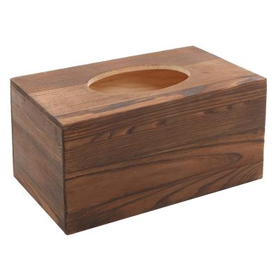 China Eco-friendly Rustic Brown Torch Tissue Holder Box Handmade Wooden Tissue Toilet for Home Decorate for sale