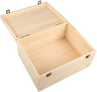 China DIY Large Modern Wooded Box Wooden Box with Hinged Lid and 2 Front Clasp for Crafts, Art for sale