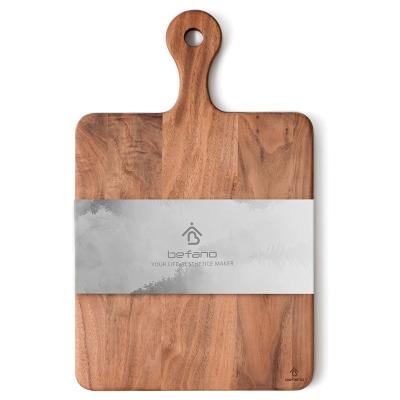 China Sustainable Square Black Walnut Cutting Board for Kitchen with Handle, Serving Tray, Bread Tray for sale