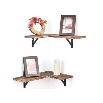 China Storage Frame Bedroom Corner Wall Shelf Rustic Wooden Floating Shelf In Wall 2 Piece Set for sale