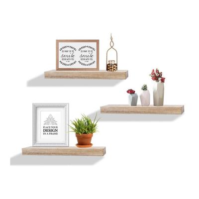 China Storage 3 Piece Set Rustic Wood Display Edge Shelf Wall Mounted Floating Shelf for sale