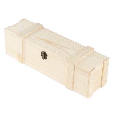 China Handmade simple wooden wine bottle storage gift case, hinged with clasp box for party for sale