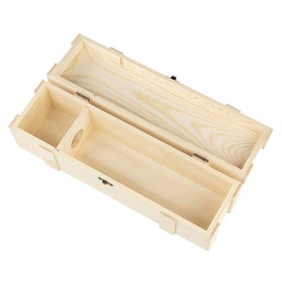 China Simple Hinged Wooden Wine Box Wooden Wine Bottle Storage Gift With Clasp Box For Party for sale