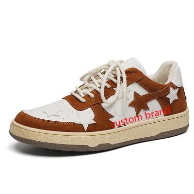 China Custom Fashion Trend High Top Sneakers Leather Trim Sneakers Logo Lace Up Basketball Shoes Custom Made for sale