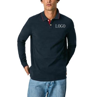 China Cotton Long Sleeves Loose Logo Custom Made Simple High Quality Breathable Fitted Breathable Casual Polo Shirt for sale