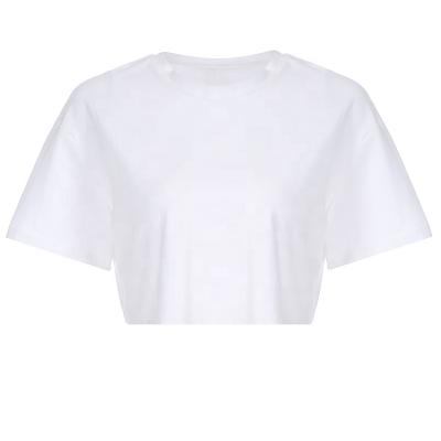 China Cotton Breathable Oversized Pure White White T-Shirt For Women Crop Top For Women for sale