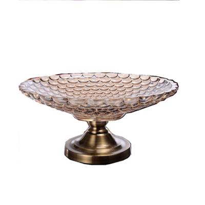 China 2022 New Arrival Eco-friendly Other Home Decor Glass Fruit Gold Plated Containers Hammer Grain Glass Fruit Dish for sale