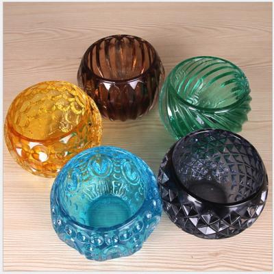 China Crystal Glass Ball Creative Candle Table Round Ball Statues Decor Accessories Wholesale Home Decoration Handicraft Glass Colorful Candle Holder for sale