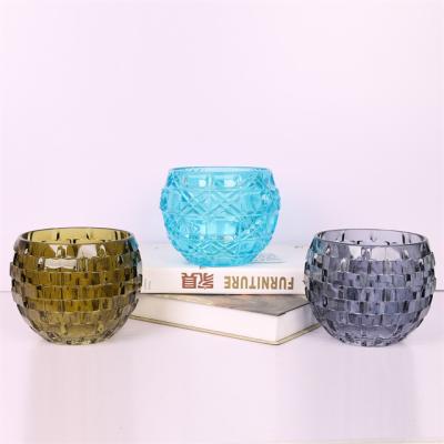 China Crystal Glass Handicraft Ornaments Household Colorful Daily Necessities Candle Holder Ball Shaped Creative Set European Style Home Decor Statues Table for sale