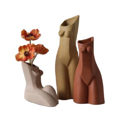 China Nordic Abstract Art Living Room Decoration Creative Amazon Indoor Hot Selling Decorations Porcelain Vases Body Vases For Home Decor for sale