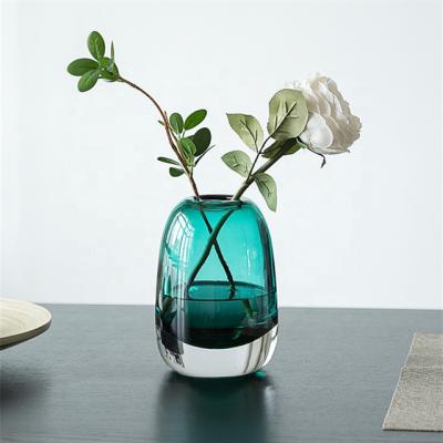 China Belgium design light vase decoration home ornaments luxury thick transparent glass hydroponic crafts ware vases for sale