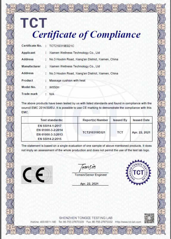 CE - Xiamen Wellness Technology Co.,ltd.