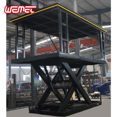 China Building Material Shop WEMET New Double 3 Ton Car Platform Scissor Lift Hydraulic Lifter For Home Use for sale