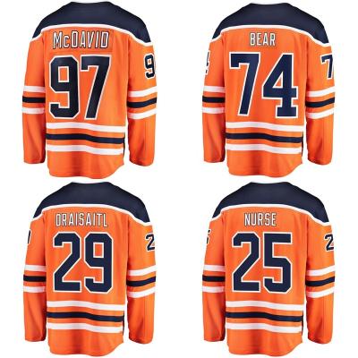 China Shirts & Tops High Quality Custom Hockey Jersey Edmonton City Pitched Mens Orange Oiler Ice Hockey Wear for sale