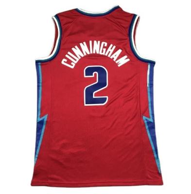 China 2021 Antibacterial Latest Wholesale Breathable Embroidery Cade Cunningham Basketball Jersey for sale